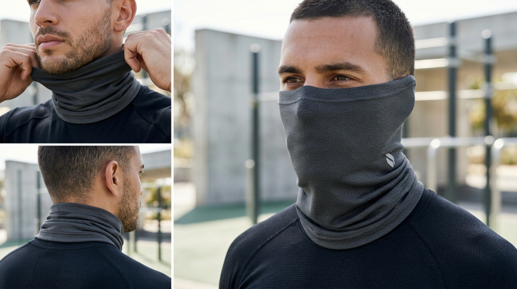 Close-up product photography of a premium functional neck ga