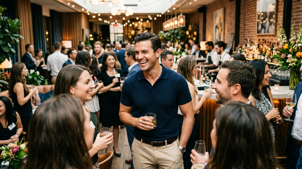 Stylish man in premium casual business attire - fitted navy 